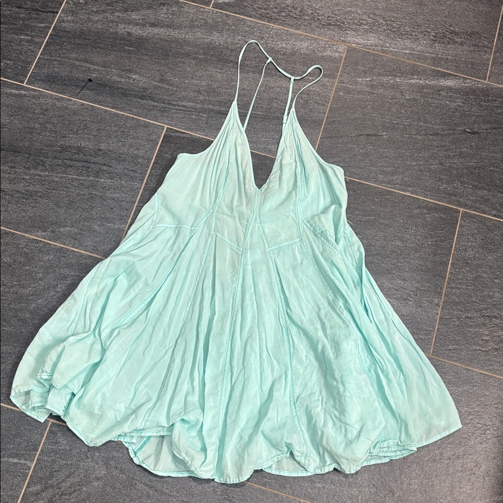 Teal MINI slip dress